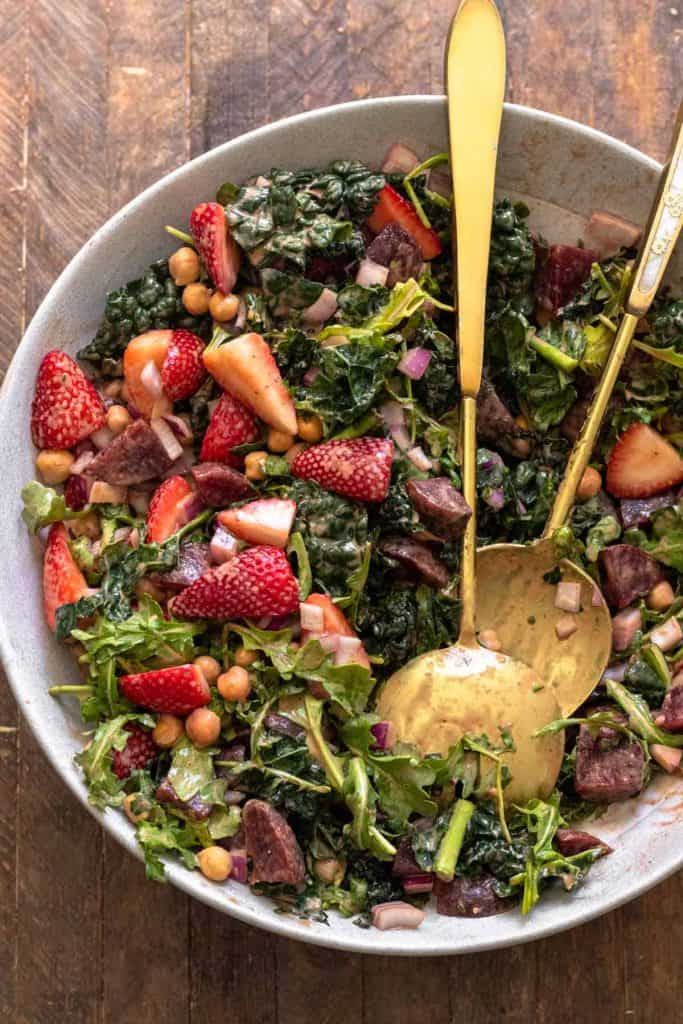 Kale Strawberry Salad with Strawberry Balsamic Vinaigrette 6