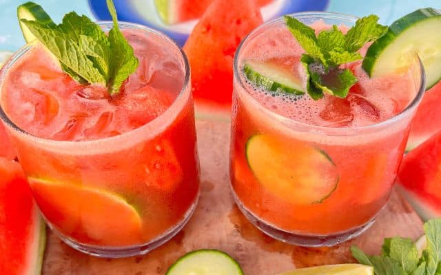 Watermelon cucumber lime mint juice
