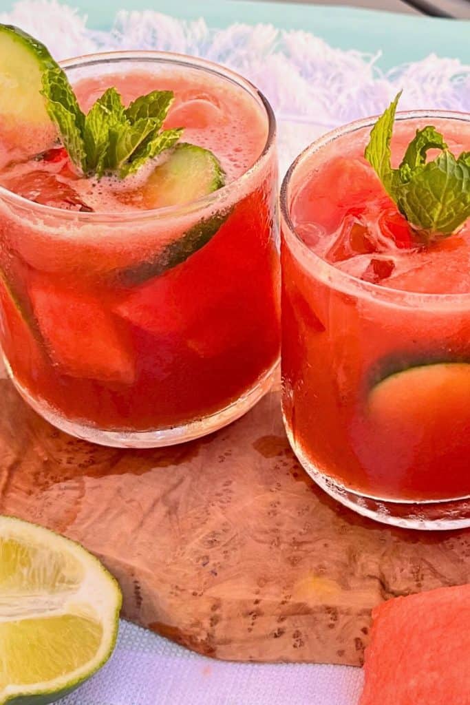 Watermelon cucumber lime mint juice