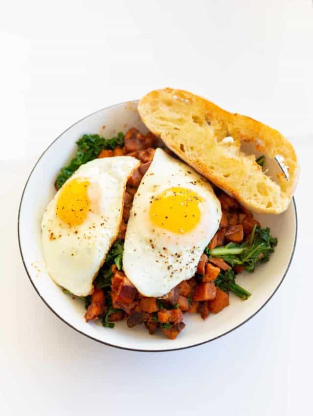 sweet potato kale hash with a fried egg 11