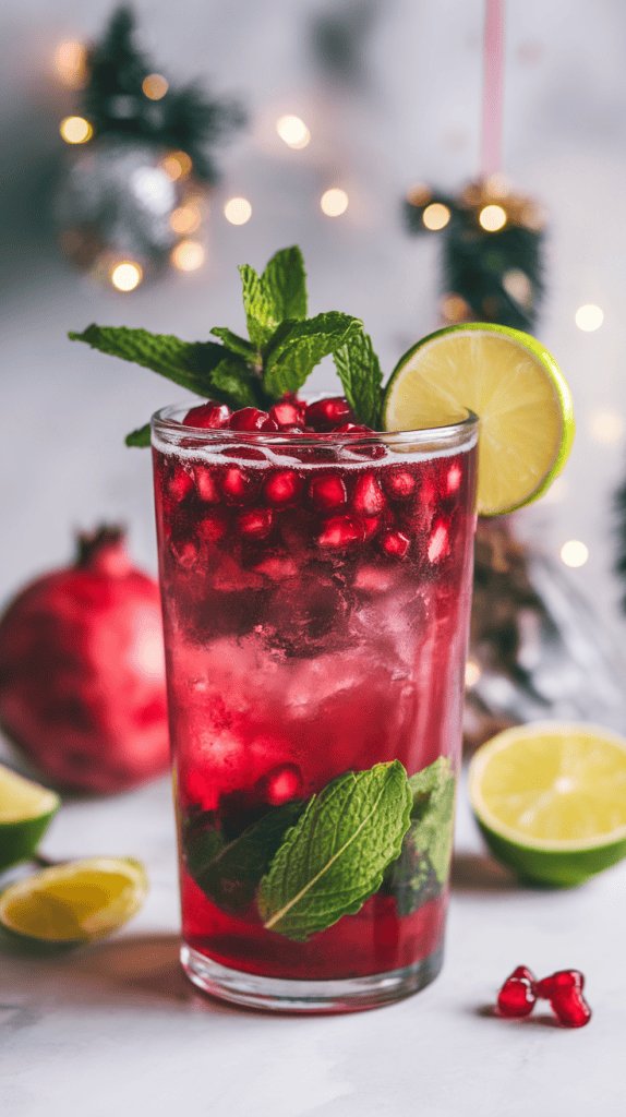 pomegranate mojito mocktail