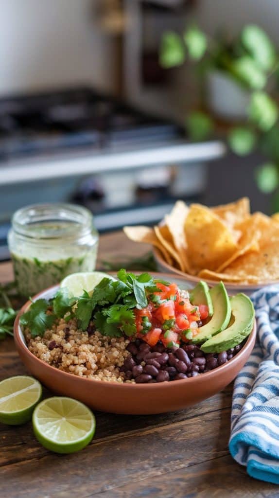 quinoa black beans with salsa