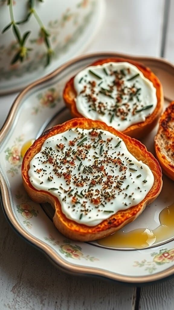 labneh toast with zaatar and olive oil