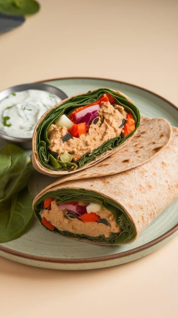 mediterranean breakfast wrap with hummus 1