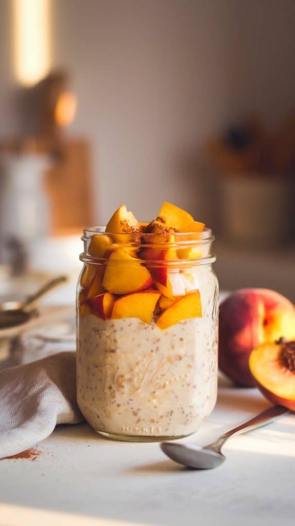 peaches and cream overnight oats