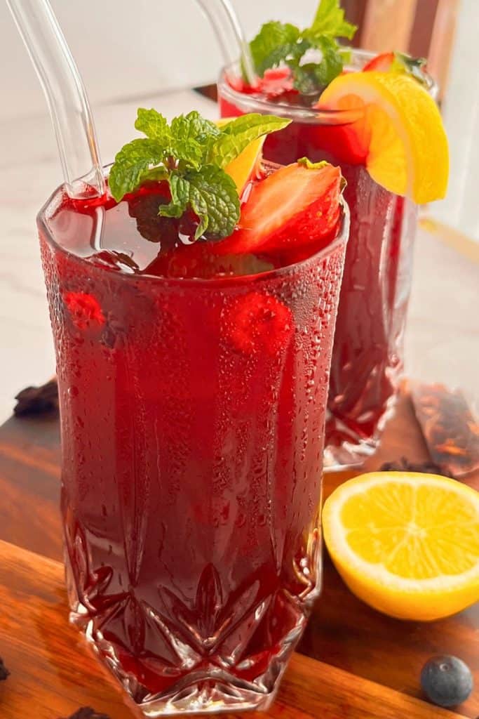 hibiscus berry and rose iced tea